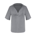 thumbnail image 5 of Styesk Hauts pour Femmes Nouveau T-shirt à Manches Courtes en Coton et Lin Couleur Unie Col Régulier, 5 of 5