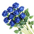 thumbnail image 1 of TETOU 5pcs Artificial Rose Flowers Silk Roses Real Touch Party Bridal Wedding Bouquet(Blue), 1 of 6