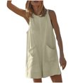 thumbnail image 1 of RKSTN Jumpsuits for Women Summer Fashion Solid Color Hollow out Back Jumpsuit Loose Fit Round Neck Sleeveless Pockets Rompers, 1 of 5