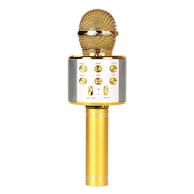Xingzhi Microphone Réduction de Bruit Rechargeable Microphone Karaoké Sans Fil Portable Micro LED, Or