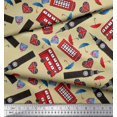 thumbnail image 3 of Soimoi Poly Georgette Fabric Bus,Telephone Booth & London Clock Tower Architectural Print Sewing Fabric Yard 42 Inch Wide, 3 of 3