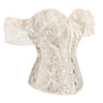 thumbnail image 3 of Cameland Women Short Sleeve Corset, Solid Color Tie-up Boat Neck Close-fitting Crop Tops, 3 of 8