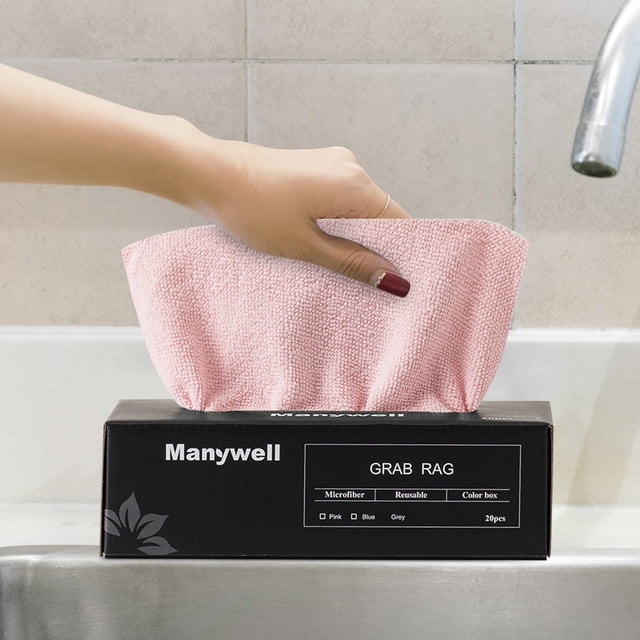 Dvkptbk Microfiber Cleaning Cloth,Reusable Microfiber Cleaning And Drying Wipes with Dispenser Box, Pack Of 20