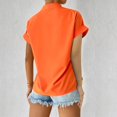 thumbnail image 2 of Hauts pour Femmes de Couleur Unie à Boutons T-Shirts Blouse à Col en V, 2 of 8