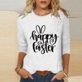 thumbnail image 2 of Dvkptbk Chemises pour Femmes Habillées Décontractées 2024 Joyeuses Pâques Hauts Graphiques Mode Décontractée Col Rond Manches Trois-Quarts T-Shirt Haut, 2 of 3