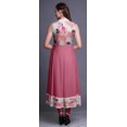 thumbnail image 4 of Bimba Robe Anarkali à Col Mandarin pour Femmes, Rose, Imprimée à l'Aquarelle, de Designer, Ethnique Indienne, Kurta, Grande, 4 of 6