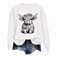 thumbnail image 1 of WEAIXIMIUNG Chandail pour Femmes Chic Chandail d'Automne et d'Hiver pour Femmes 2025 Col Rond Mode Chemise à Imprimé Vache Manches Longues Mode Décontractée Mode Haut de Sortie, 1 of 4
