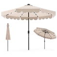 thumbnail image 1 of Gymax 9.3 FT Solar Patio Umbrella w/ 32 LED Lights & Vented Top & Ruffles Beige, 1 of 10
