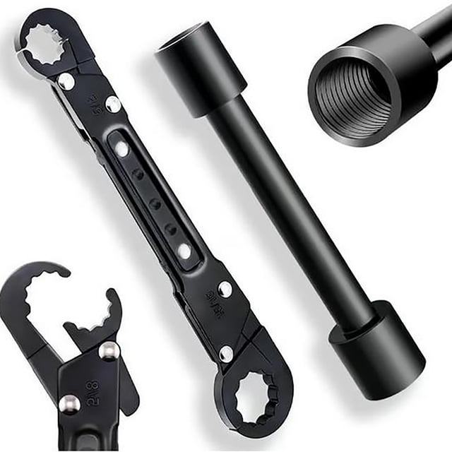 Plumbing Repair Wrench, Double Head Pipe Tool, Versatile Faucet & Tire Wrench, Compact Design, for Auto & Plumbing, Multi-Use Function, Automotive & Fixer Gear Hzhnb | Alloy, A