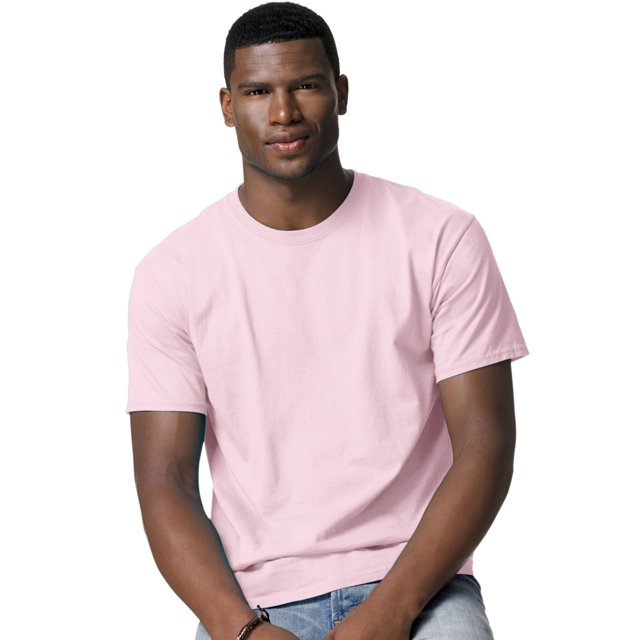 Hanes TAGLESS Men`s T-Shirt - Best-Seller, 2XL, Pale Pink