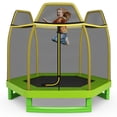 thumbnail image 1 of Patiojoy 7ft Kids Trampoline Round Bounce Jumping Bed with Safety Enclosure Net Yellow, 1 of 9