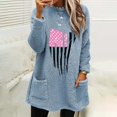thumbnail image 1 of Jsaierl T-Shirts Cancer du Sein pour Femmes Hiver Longs Hauts en Polaire Duveteuse Mode Graphique Blouses Chaudes Manches Longues Col Rond Pull avec Poches, 1 of 4