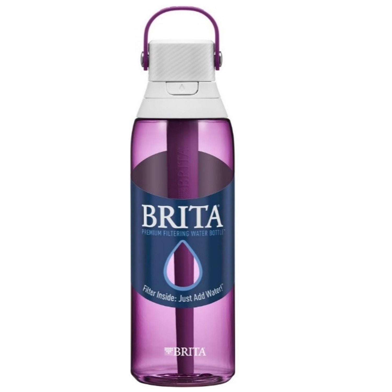 Système de filtration d’eau en bouteille Brita avec paille, anneau de transport pratique et capuchon antifuites, bouteille sans BPA parfaite pour les sports, les voyages ou la randonnée, capacité de 7