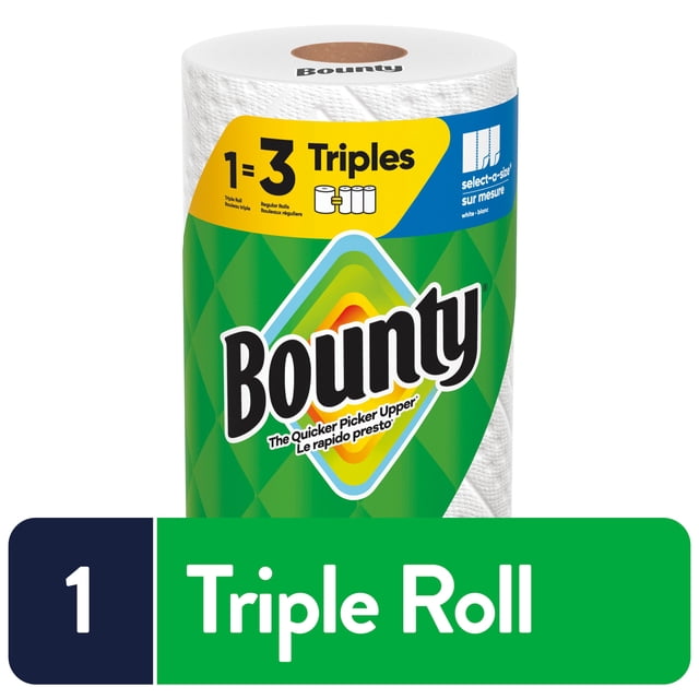 Bounty Paper Towels Select-A-Size White, 1 Triple Roll, 123 Sheets Per Roll