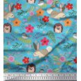 thumbnail image 1 of Soimoi Polyester Crepe Fabric Floral,Rabbit & Porcupine Cartoon Printed Fabric 1 Yard 52 Inch Wide, 1 of 3