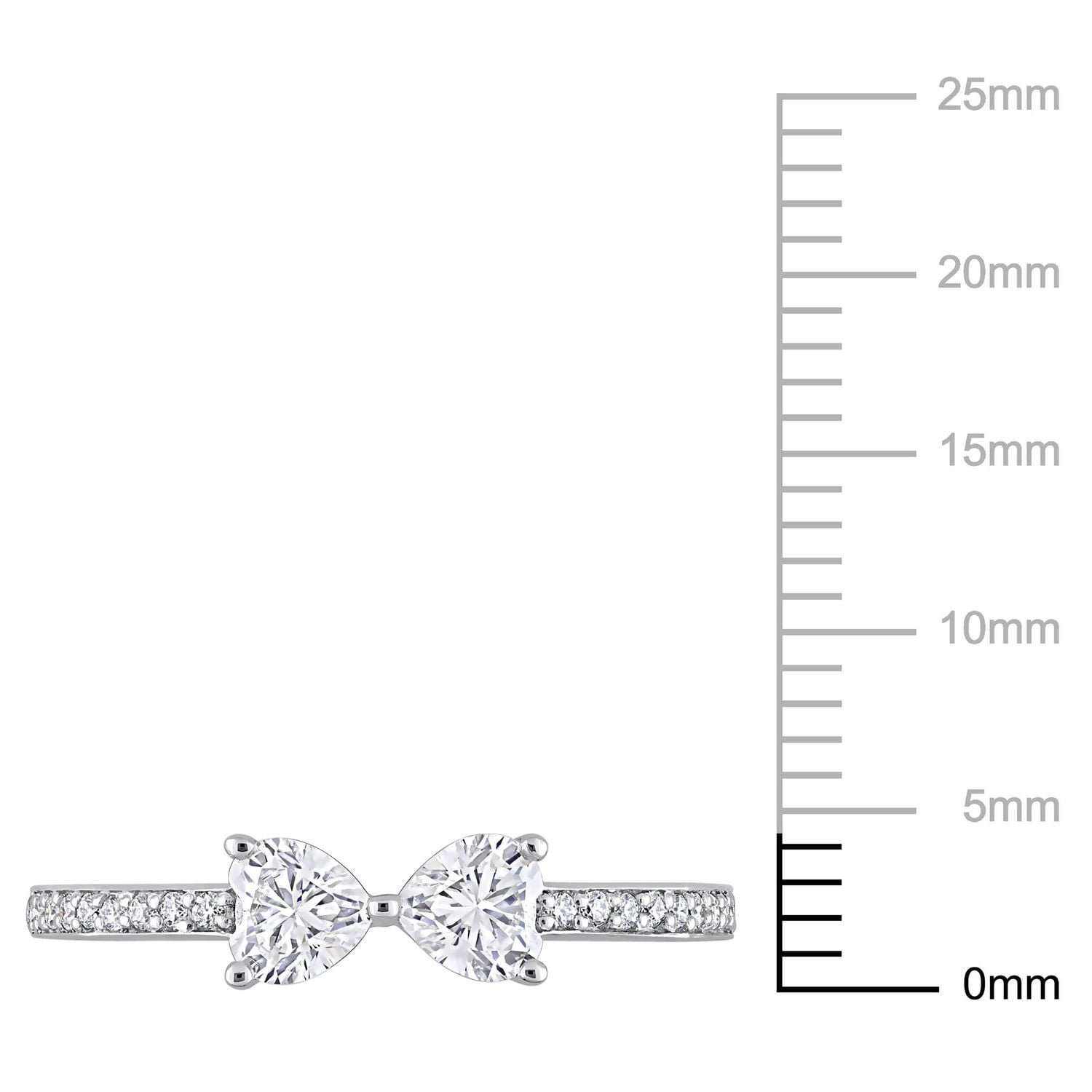 Bague Coeur à Deux-Pierres Miabella avec 3/5 Carat PBT de Moissanite en Argent Sterling