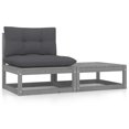 thumbnail image 1 of vidaXL 2 Piece Garden Lounge Set with Cushions Grey Solid Wood Pine, 1 of 4
