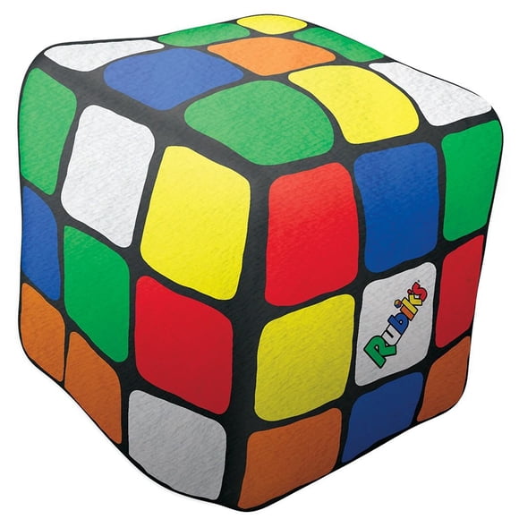 iscream Old School! Oreiller Mini en Microbilles en Forme de Cube de Rubik Parfum Gomme Balloune 9 Pouces x 9 Pouces x 9 Pouces