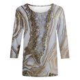thumbnail image 4 of Blouses Grande Taille pour Femmes Mode Élégante Manches Courtes Col Rond Rétro Imprimé Hauts Amples Blouse Manches Trois-Quarts Blouse d'Été pour Femmes en Liquidation, 4 of 4