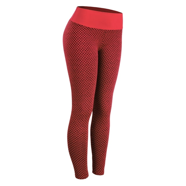 Pantalons de Yoga pour Femmes Leggings de Contrôle de Levage Texturés Rouge TG