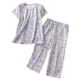 thumbnail image 1 of 2025 Ensemble de Pyjama en Coton pour Femmes Ensembles de Pyjamas pour Femmes Haut à Manches Courtes Robe de Nuit Capri Pantalon pour Dames Tenue de Nuit, 1 of 6