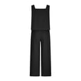 thumbnail image 4 of zanvin Ensembles 2 Pcs pour Femmes, Ensemble Décontracté 2 Pcs pour Femmes en Lin avec Short, Haut Sans Manches, Veste, Haut/chemise Sans Manches à Col Ras du Cou, 4 of 5