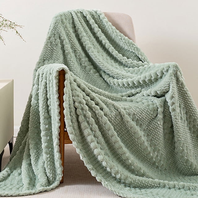 Couverture Polaire Douce et Épaisse - Plaid Douillet pour Lit et Canapé, en Polyester, pour un Confort Optimal à la Maison, Vert, JKODE