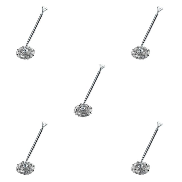 ZLight Ballpoint Pens Metal Wedding Ball Pen Guest Smooth Writing Tool Bank Counter Business Office Accessory Big Jewel/Silver 5Set