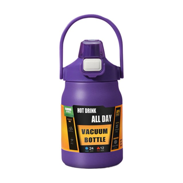 Ruiboury Gobelet à Paille Rabattable Élégant et Durable Plusieurs Options de Couleur Bouteille d'Eau Isolée avec Auto Violet 800 ml