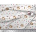 thumbnail image 2 of Soimoi White Silk Fabric Nest & Feather Print Fabric by the Yard 42 Inch Wide, 2 of 5