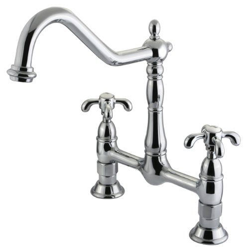 Kingston Brass Français Pays Double Poignée 8" Robinet de Cuisine Sans Pulvérisateur