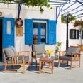 thumbnail image 3 of Gymax Ensemble de Mobilier de Patio en Bois 4 Pcs Table et Sofa Sectionnel de Jardin, 3 of 10