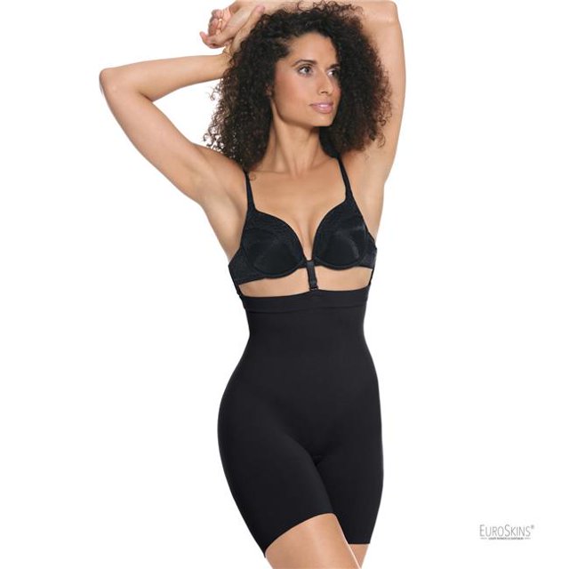 EuroSkins JS13-B-M Seamless High Waist Boxer Shaper, Black - Medium