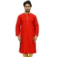 thumbnail image 2 of Atasi Dupion Kurta Pyjama Classique Rouge pour Homme Tenue de Fête Chemise de Designer-3TG, 2 of 7