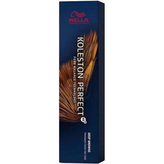 Wella Koleston Perfect Boîte de Coloration pour Cheveux 6/71 Présentant un design Bleu Foncé Épuré avec le logo Wella Professionals en Rouge en Haut. l'Emballage Met en Valeur la Technologie Pure Balance et ME+ pour des Dommages Réduits, Offrant une Couleur Riche et Uniforme avec une Couverture des Cheveux Gris jusqu'à 100 % et une Brillance Éclatante.