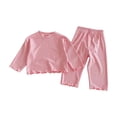 thumbnail image 1 of Girls New Born Outfit 6 Month Birthday Outfit Girl Spring New Girls' Cozy Solid Color Versatile Two Piece Set Home Wear, 1 of 3