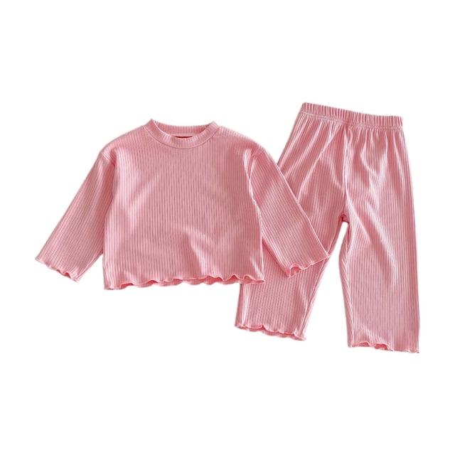 Girls New Born Outfit 6 Month Birthday Outfit Girl Spring New Girls' Cozy Solid Color Versatile Two Piece Set Home Wear