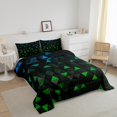 thumbnail image 3 of Erosebridal Green Triangle Bedding Full Comforter Set,Blue and Black Down Comforter,Gradient Geometry Decor,3 Pieces, 3 of 7