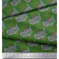 thumbnail image 2 of Soimoi Green Silk Fabric Text,Star & Firecrackers Party Print Fabric by the Yard 42 Inch Wide, 2 of 3