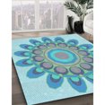 thumbnail image 3 of Ahgly Company Machine Washable Indoor Rectangle Transitional Blue Ivy Blue Area Rugs, 5' x 8', 3 of 7