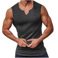 thumbnail image 1 of Yuyuzo Tank Tops for Men Notch V Neck Slim Fitted Tunic Tops Summer Casual Solid Color Basic Shirts, 1 of 5