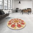 thumbnail image 4 of Ahgly Tapis Rond Lavable en Machine Intérieur Transitionnel Kaki Or, 4 Pieds Rond, 4 of 7