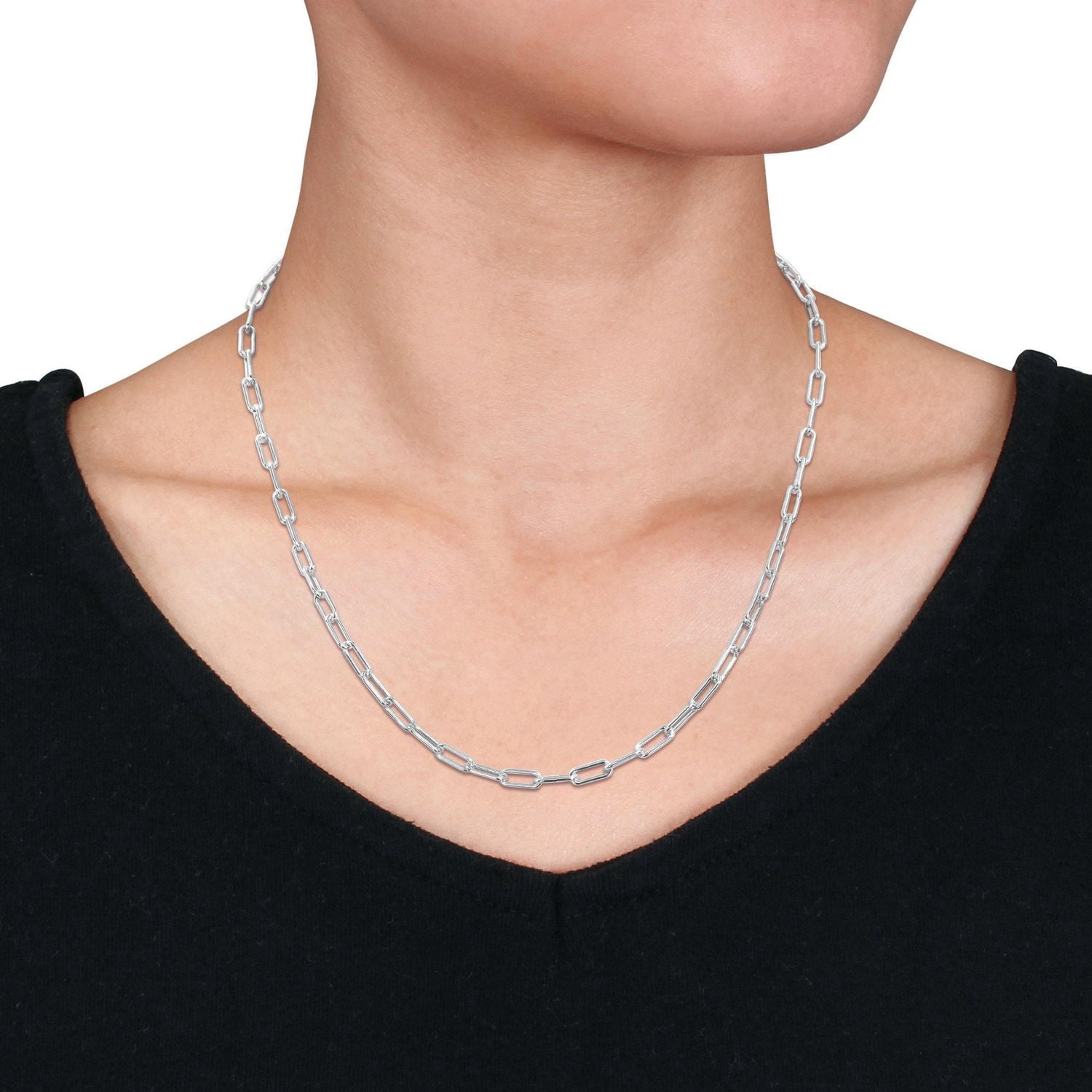 Collier à maillon ovale en forme de trombone de Miabella en argent sterling
