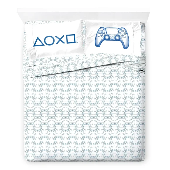 Sony Playstation 4-Piece Full Sheet Set,white, Kids 100% Polyester