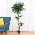 thumbnail image 3 of Costway 5.5' Artificial Ficus Silk Tree Wood Trunks Green In/Outdoor Home Decor, 3 of 10