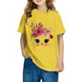 thumbnail image 1 of Rbaofujie T-Shirts pour Fille à Manches Courtes, Jolis T-Shirts Graphiques à Col Rond, Imprimé de Chat de Dessin Animé, Hauts d'Été, 1 of 4