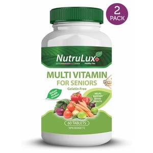 Multivitamin For Seniors ( 60 mg Vitamin C ) Halal Gelatin Free Tablets(Pack of 2)