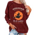 thumbnail image 1 of Rbaofujie Chandails d'Automne Femmes Décontracté Manches Longues Col Rond Hauts Blouse Ample Imprimé Graphique Chandail en Molleton Vin Mode pour Femmes Chandails à Capuchon et Chandails en Molleton, 1 of 4