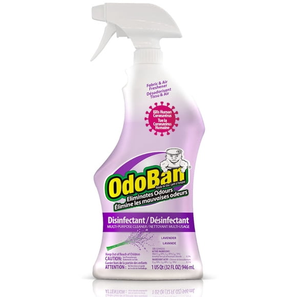 OdoBan Vaporisateur Désinfectant Polyvalent Lavande 946 ml, Éliminateur d'Odeurs, Désinfectant, Assainisseur de Tissus, Contrôle de la Moisissure