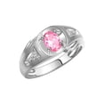 thumbnail image 3 of RYLOS Men's Rings Sterling Silver Rings Classic Designer Style 8X6MM Oval Gemstone & Diamond Ring Pink Ice October Birthstone Rings For Men Size 10, 3 of 7